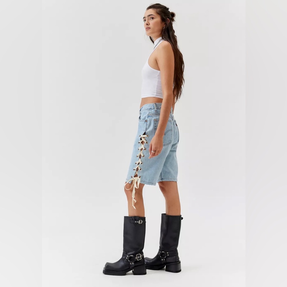 Urban Renewal Remade Levi's® Lace Up Denim Jort | Size Medium